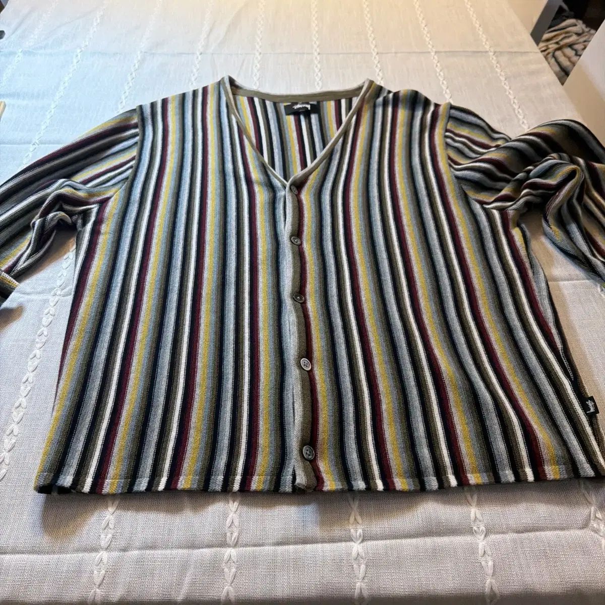 STUSSY ストライプ パータン カーディガン