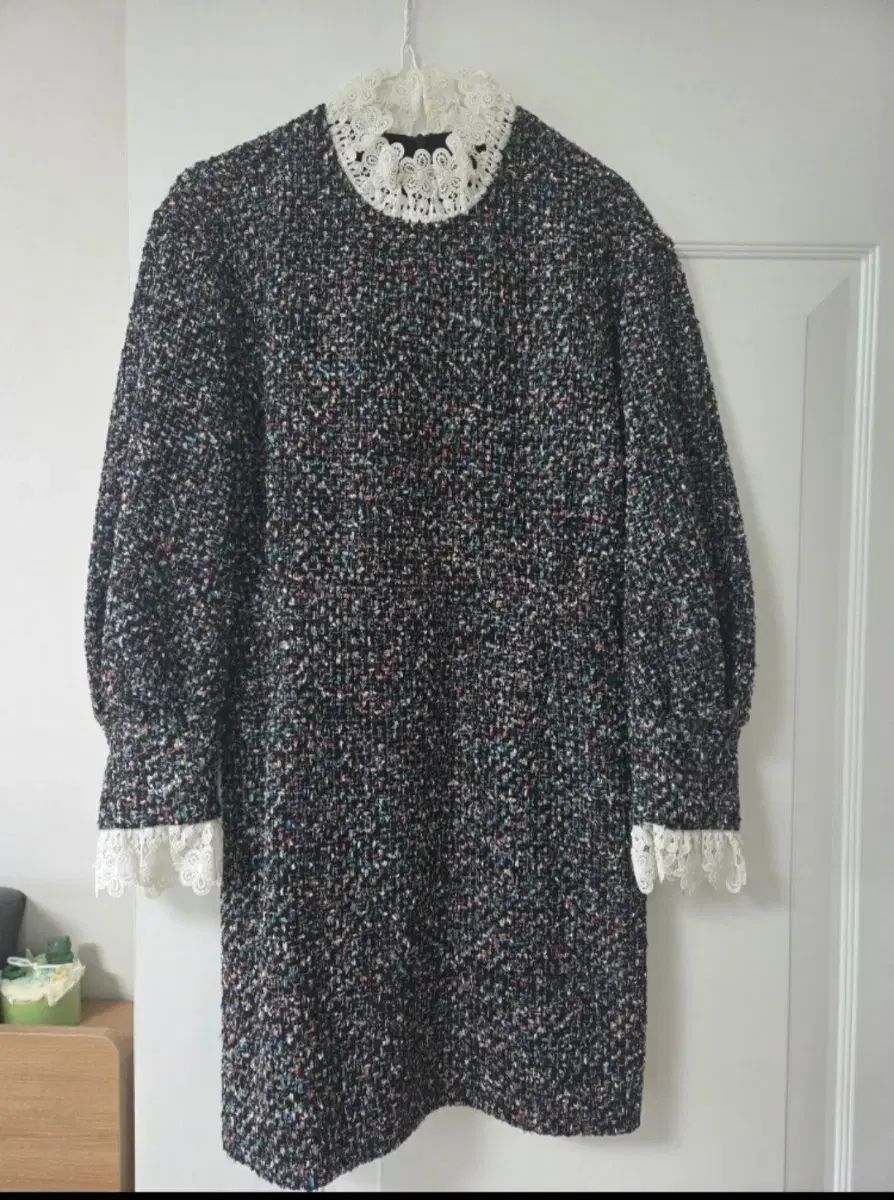 サンドロ ツイード レース カラ ワンピース