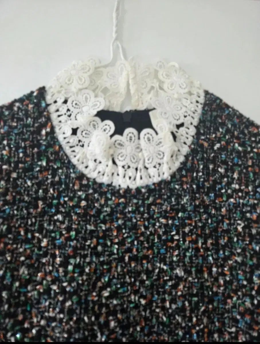 サンドロ ツイード レース カラ ワンピース