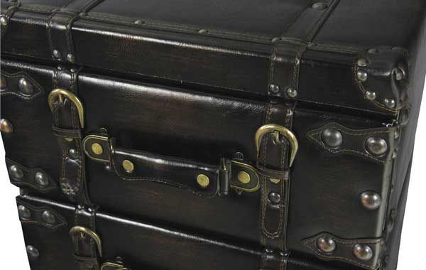 合皮製のトラディショナルなチェスト ３段 W41×D31×H60cm No.873 ダーク MARWIL-DEMENAGEMENTS_CH