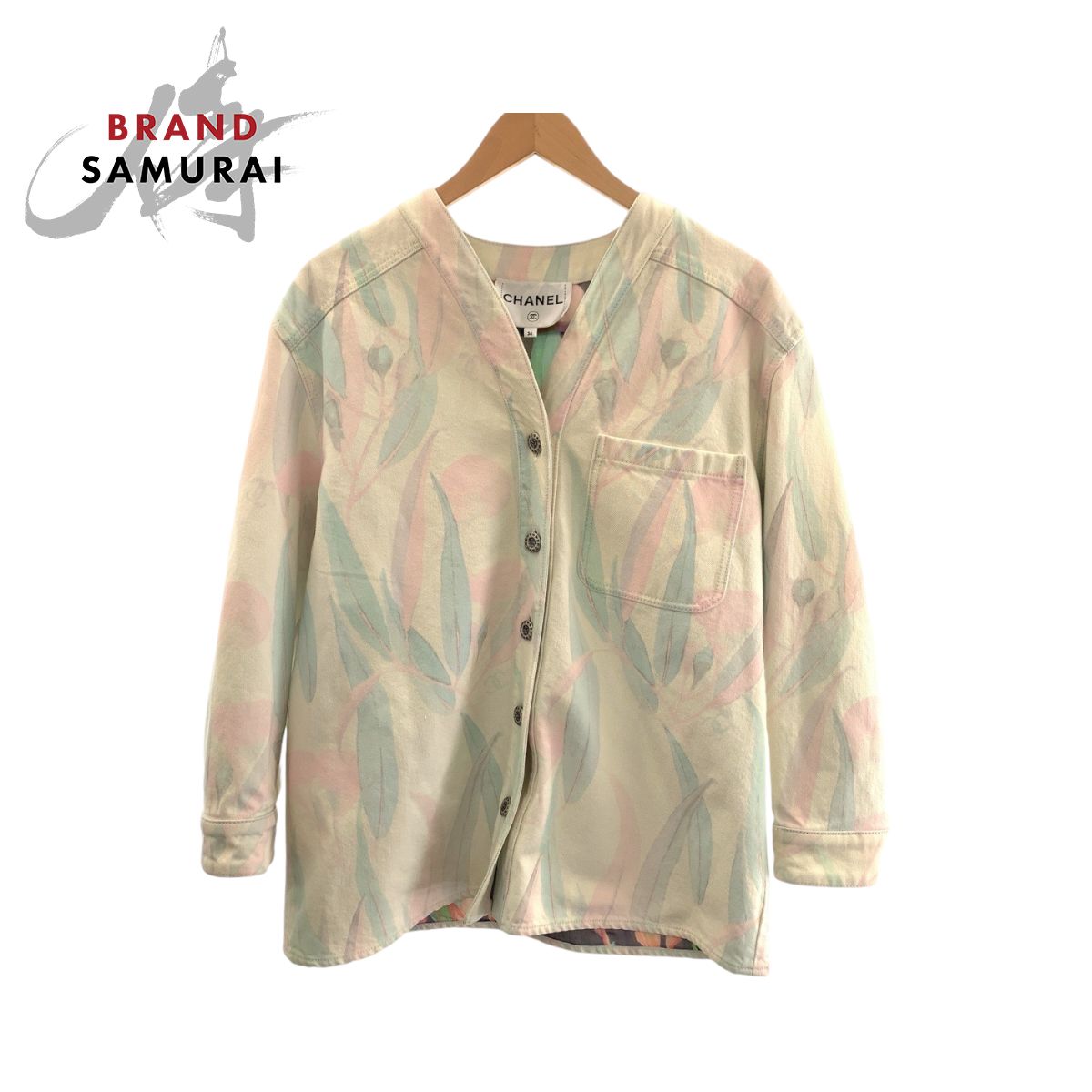 CHANEL シャネル ボタニカル ココマーク サイズ36 ピンク パステル シルバー金具 デニム P62659V48435 デニムジャケット 505959