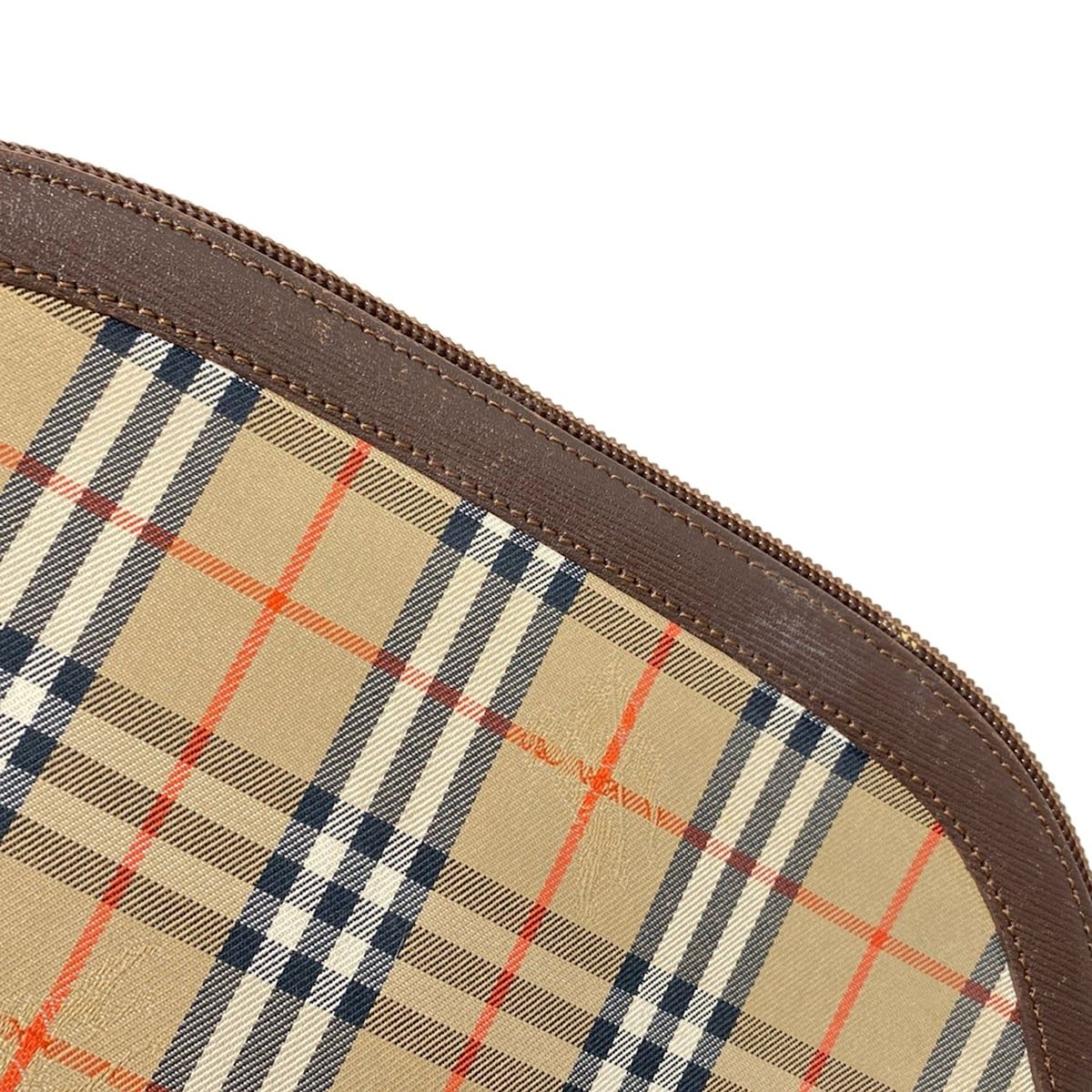 Burberry s バーバリーズ ポーチ - ベージュ×黒×レッド チェック柄 レザー DECORATOM_COM_BR