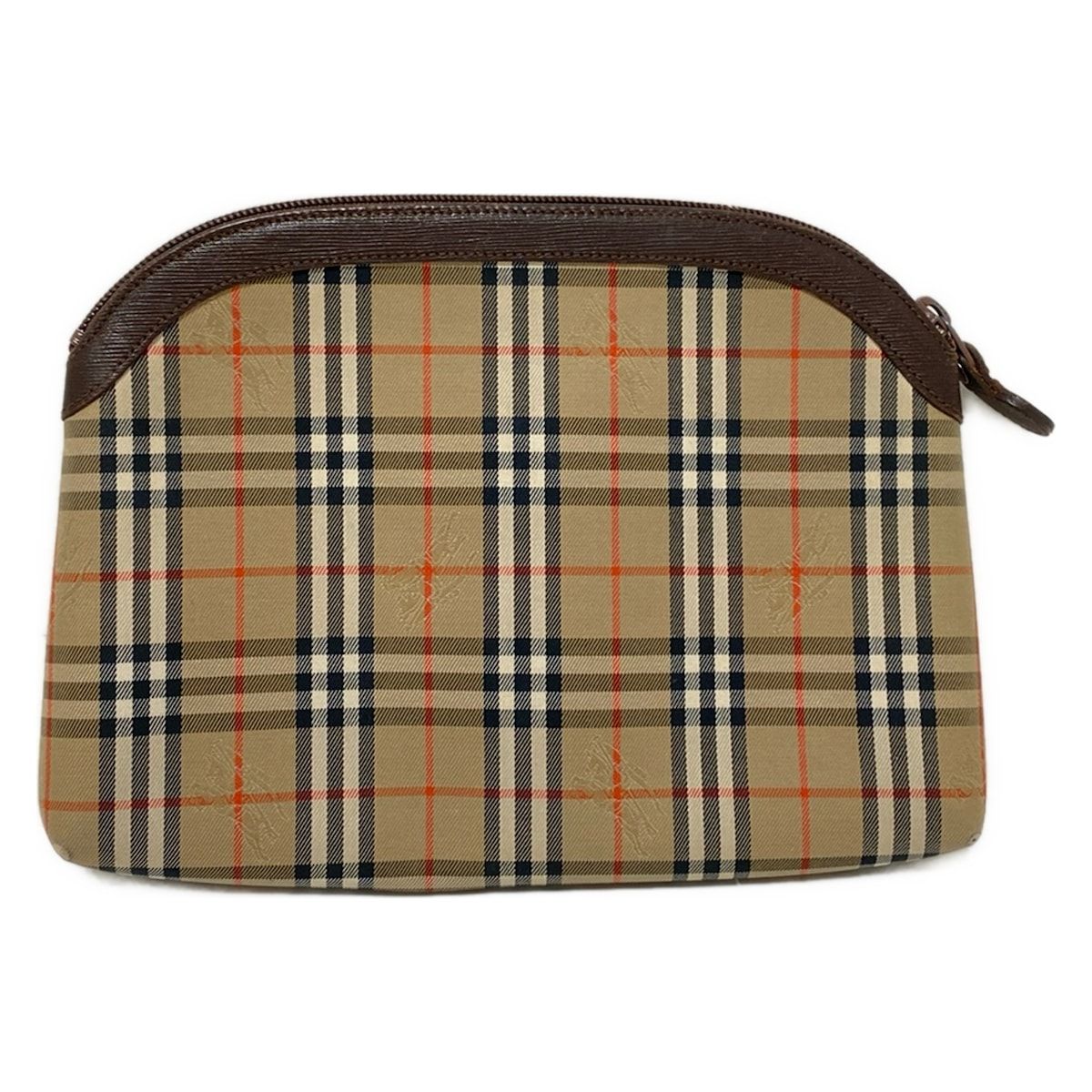 Burberry s バーバリーズ ポーチ - ベージュ×黒×レッド チェック柄 レザー
