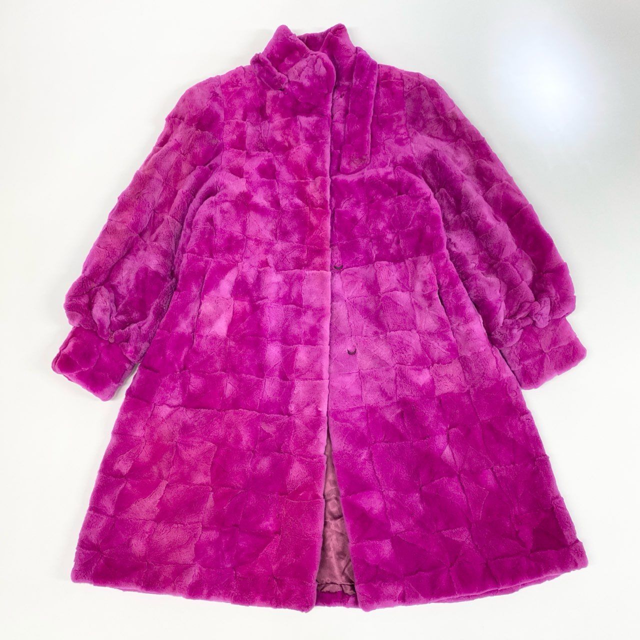 85 k 4 超 シェアード 染めミンク 超ロングコート 102 cm ピンク 最 本毛皮 MINK FUR COAT t 18 r