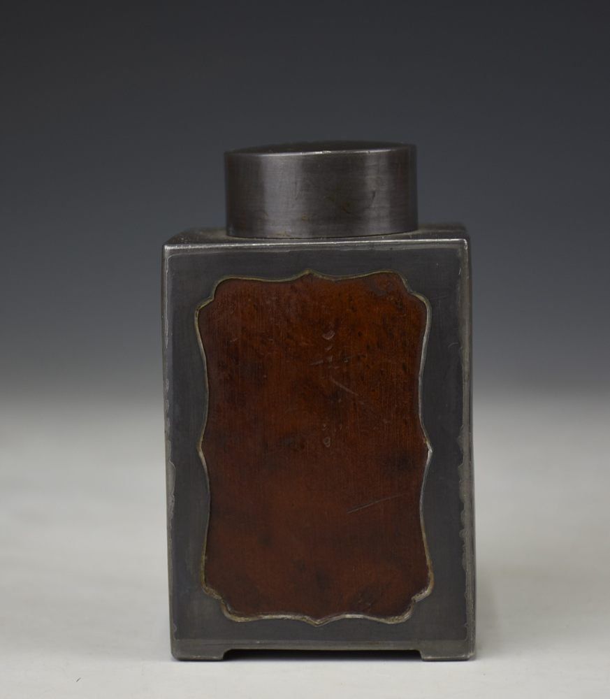 古錫天然木茶入れ