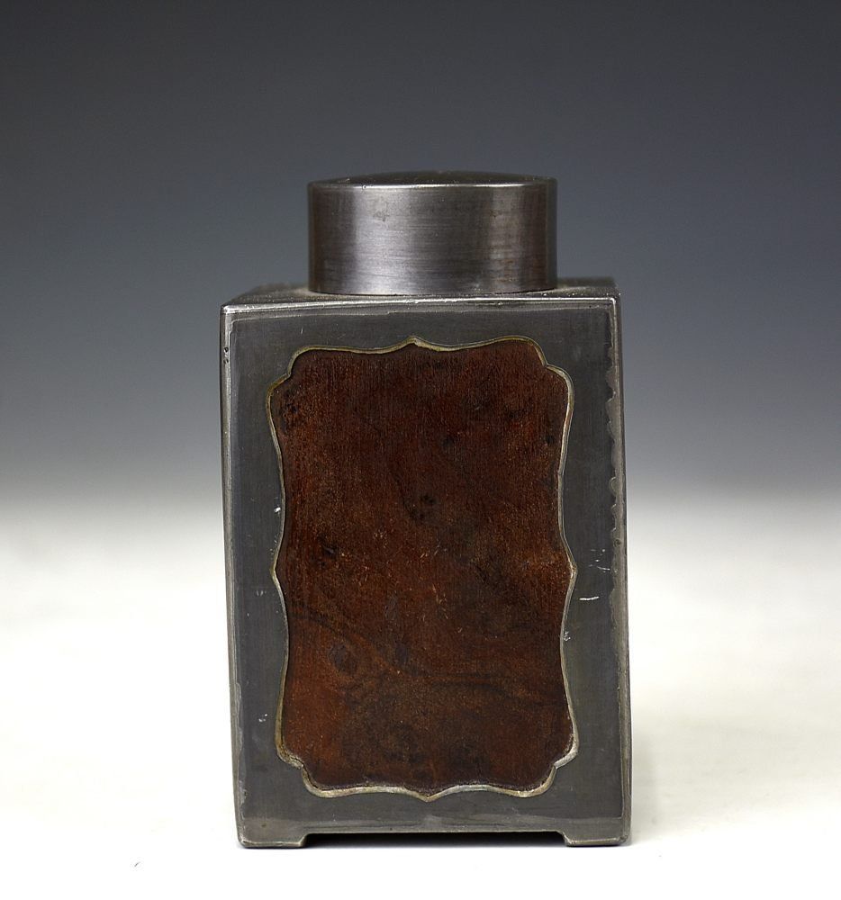 蔵A5579 中国古美術 古錫天然木茶入れ き 煎茶道具