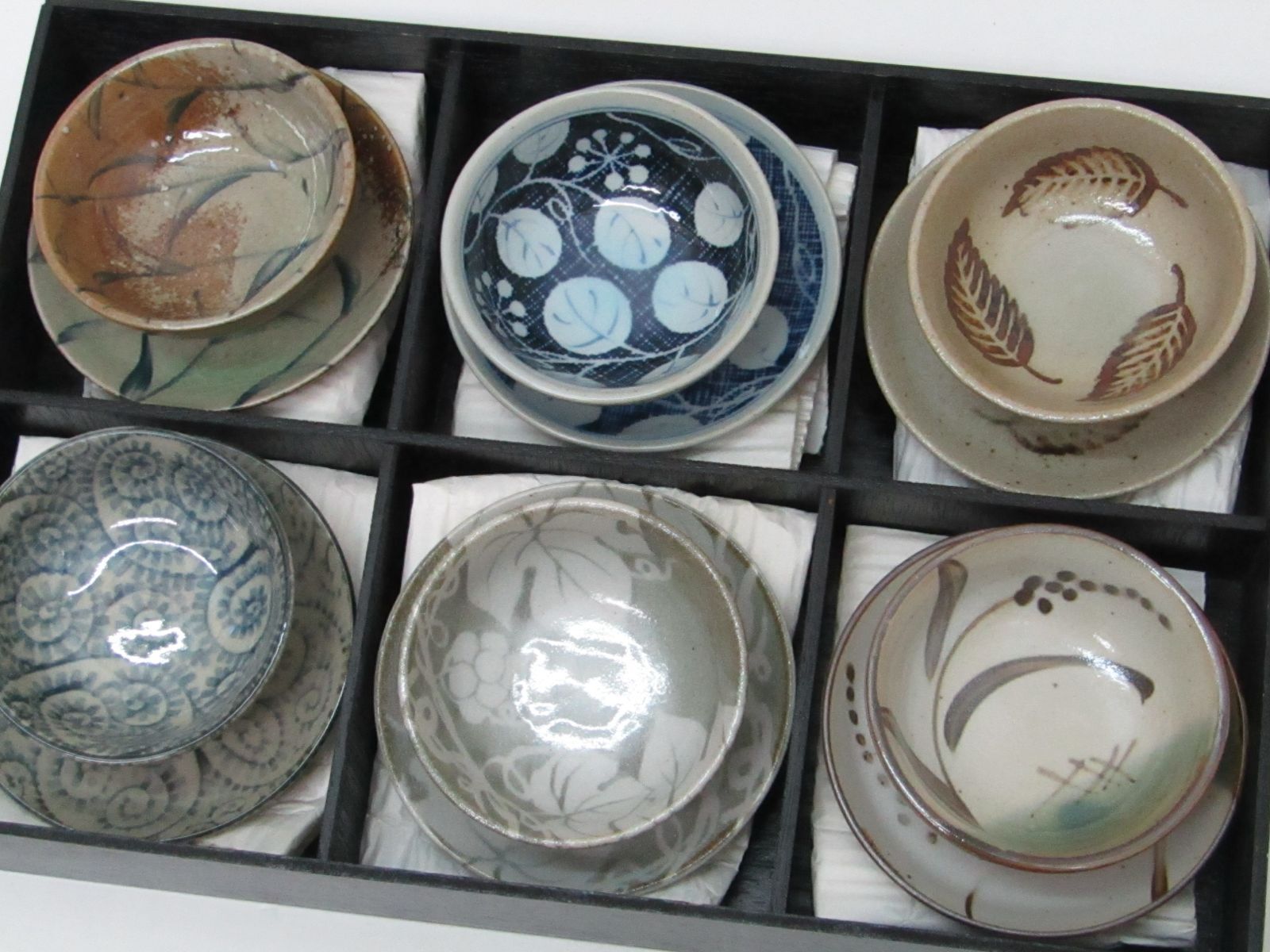 未使用品】 瀬戸赤津焼 丸幸中島 師 絵変り 6客 小皿6皿 小鉢6個