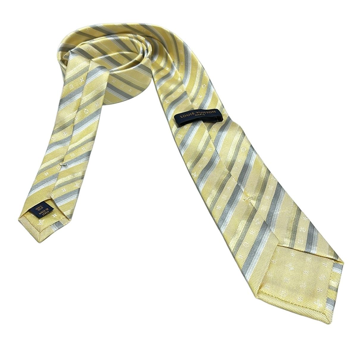 LOUIS VUITTON ルイヴィトン ネクタイ メンズ - イエロー×グレー×マルチ チェック柄