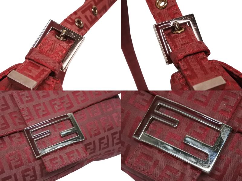 FENDI フェンディ ワンショルダーバッグ ズッカ柄 FFロゴ ワインレッド キャンバス メタル ブロンズ金具 4b008577 DECORATOM_COM_BR