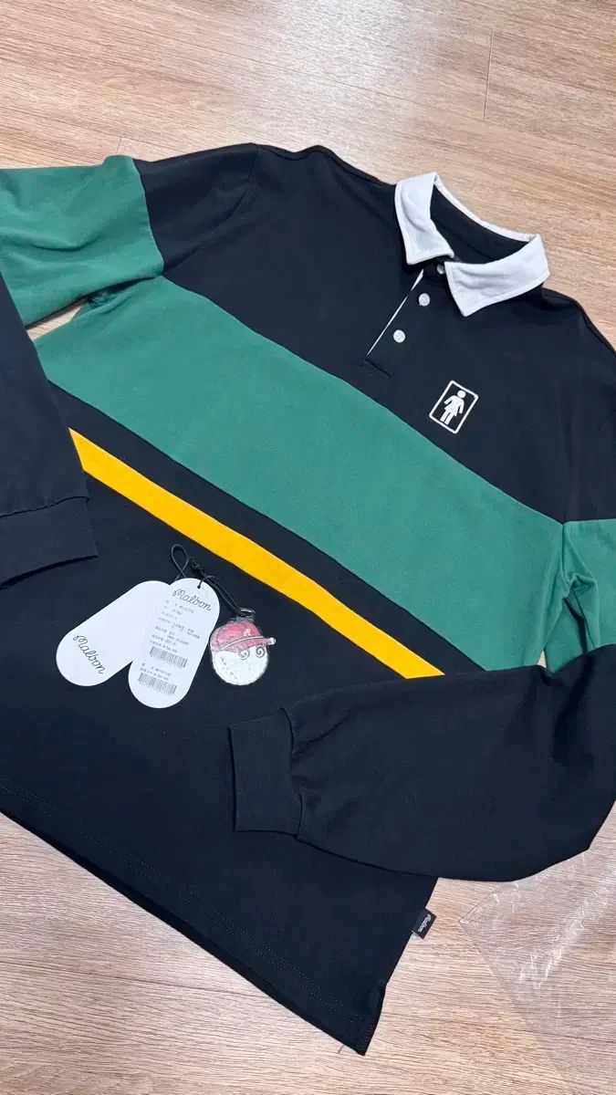 MALBON GOLF マルボンゴルフ ユニセックス ラグビー Tシャツ S サイズ ブラック LLC-HASEGAWATOSO_COM