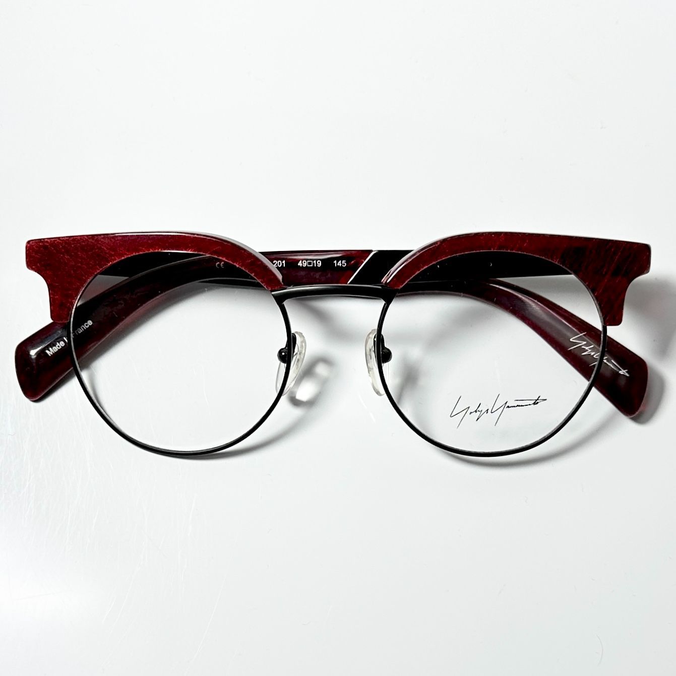 Yohji Yamamoto ヨウジヤマモト YY3009 201 赤黒 メガネ 純正ケース付き フランス製 Y3