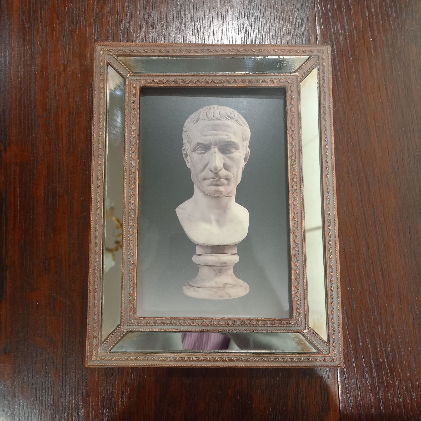 古代ローマ ユリウス カエサルの彫刻写真 額付き