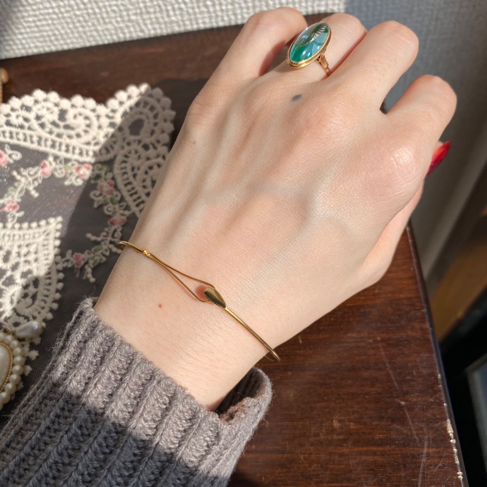 買取店 K18 ゴールド バングル ブレスレット 20cm C306