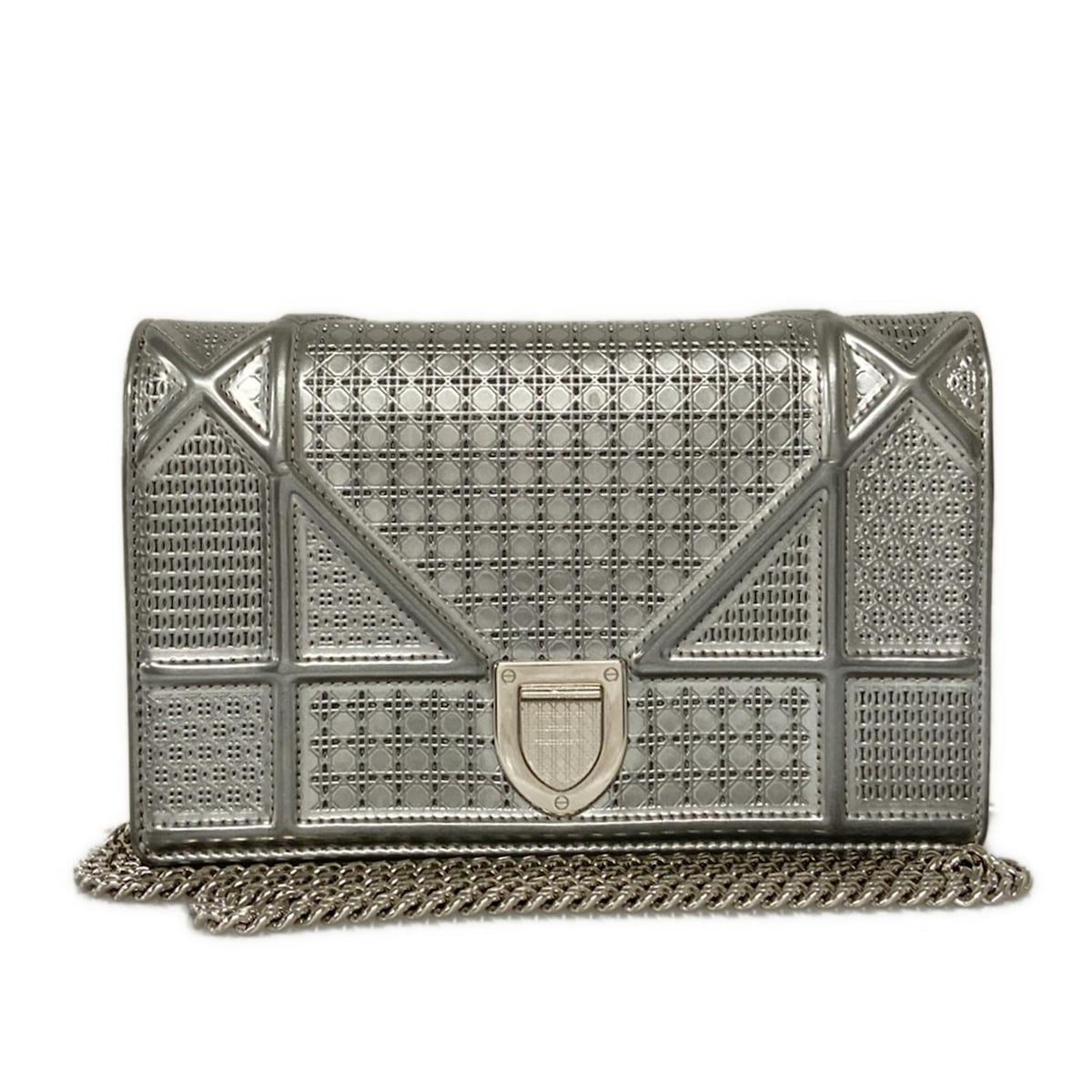 DIOR ChristianDior ディオール クリスチャンディオール 財布 ディオラマ シルバー チェーンウォレット レザー
