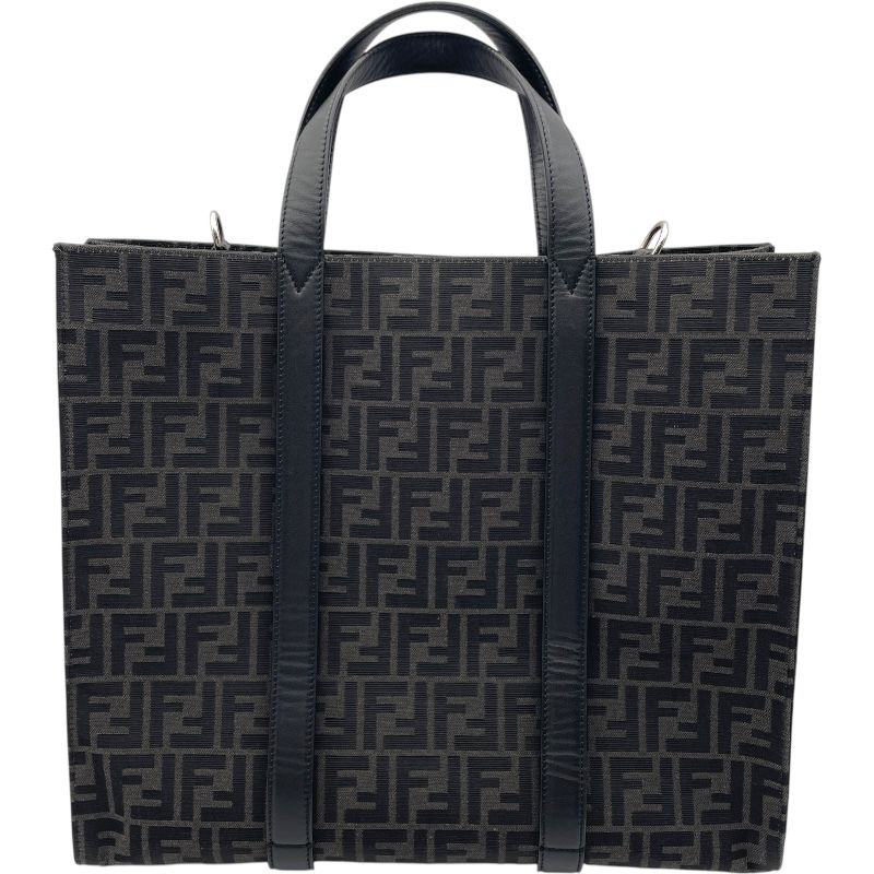 フェンディ FENDI FFロゴ 2WAYショッピングバッグ 7VA390 ブラック キャンパス レザー メンズ トートバッグ