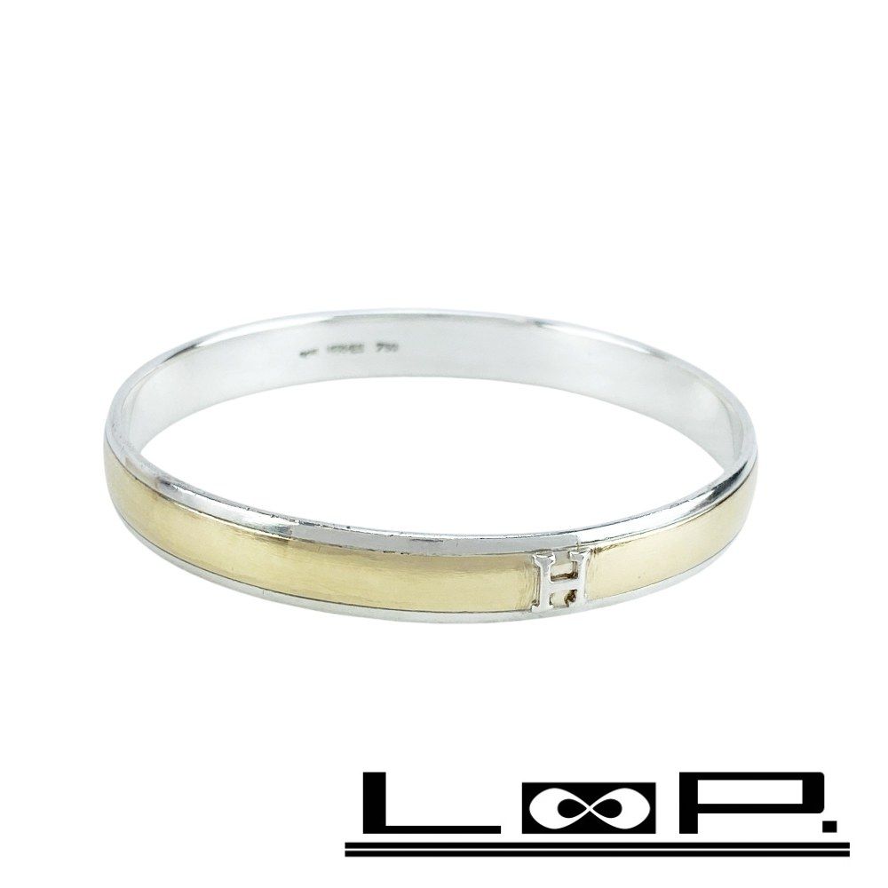 エルメス H バングル コンビ シルバー ゴールド SV925 K18 YG750 28.6ｇ 箱 458507 11