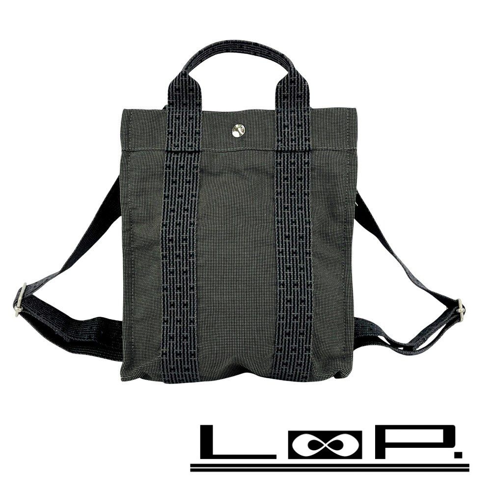 エルメス エールライン アド PM リュックサック バッグパック キャンバス グレー 462580 11