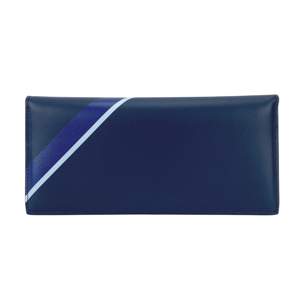 ダンヒル JFA コラボ 二つ折り 財布 長財布 ウォレット レザー ブルー 箱 467202 9