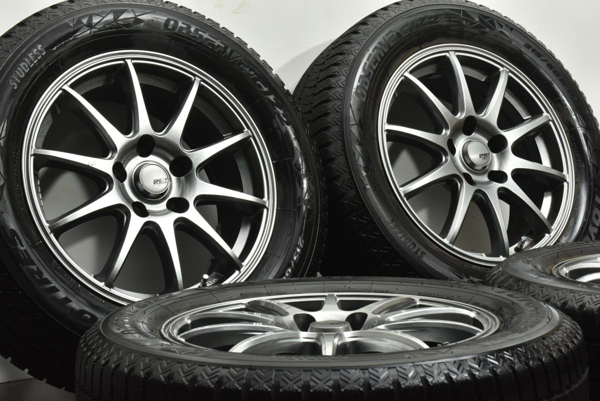 程度良好品 SPORT ABELIA 16 in 6 5 J 38 PCD 114 3 トーヨー オブザーブ GIZ 2 215 60 R クラウン マークX カムリ オデッセイ ヴェゼル