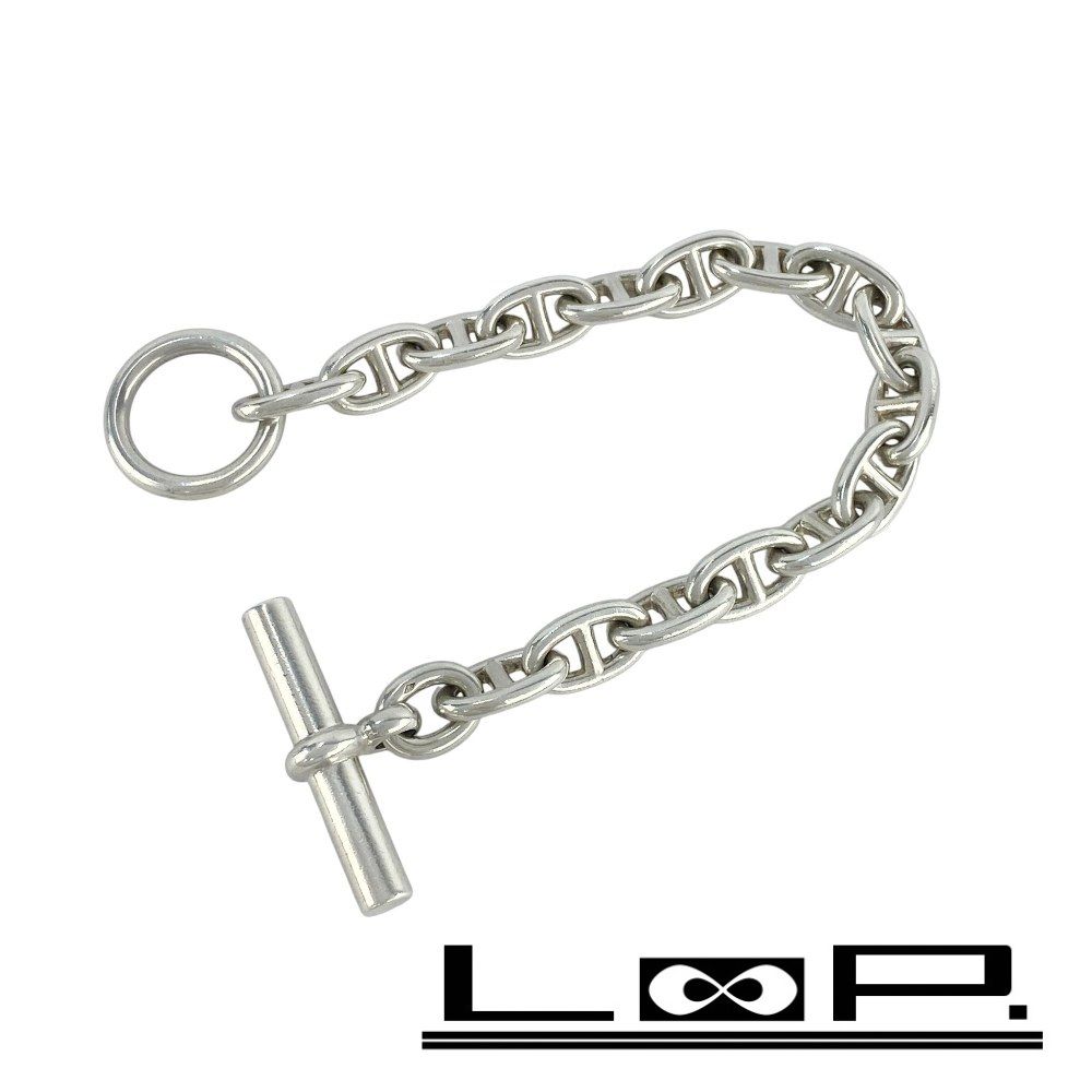 筆記体 ヴィンテージ エルメス シェーヌダンクル MM ブレスレット 14コマ シルバー SV925 433535 8