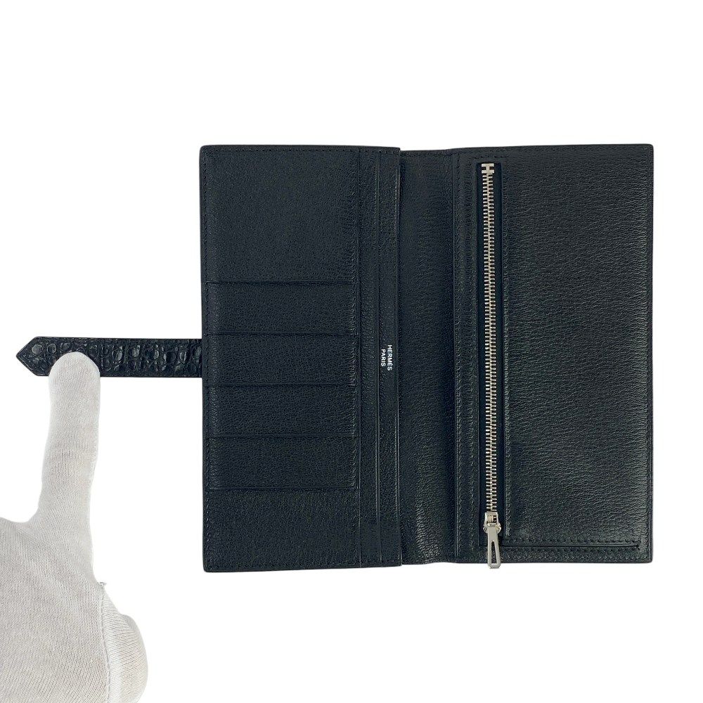 □美品□ エルメス ベアンスフレ 長財布 ウォレット クロコ  