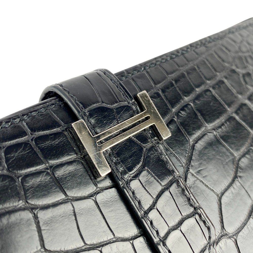 □美品□ エルメス ベアンスフレ 長財布 ウォレット クロコ  