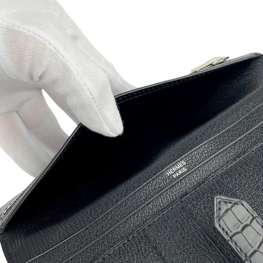 □美品□ エルメス ベアンスフレ 長財布 ウォレット クロコ  