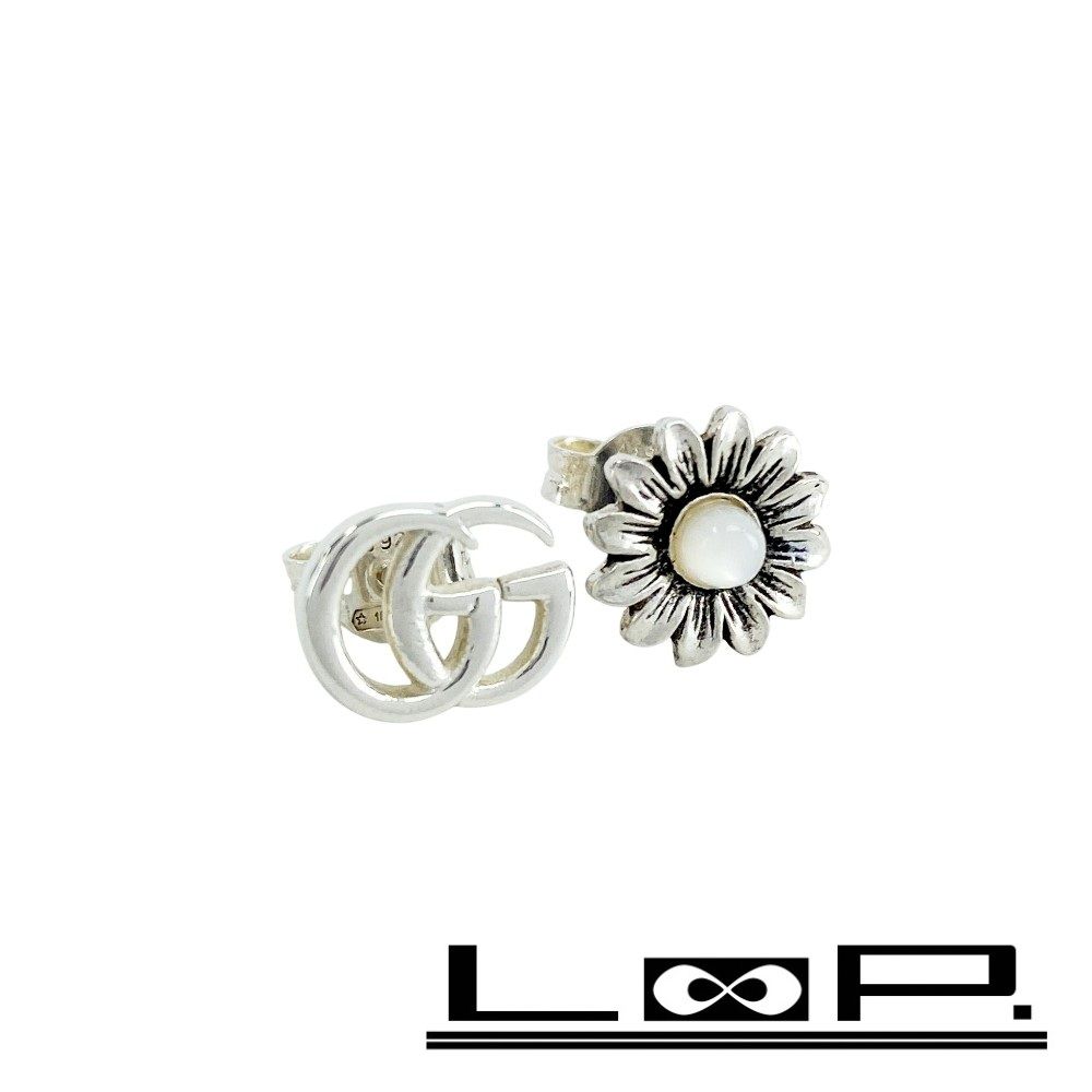 グッチ ダブルG フラワー デイジー ピアス アシンメトリー シルバー SV925 467424 11