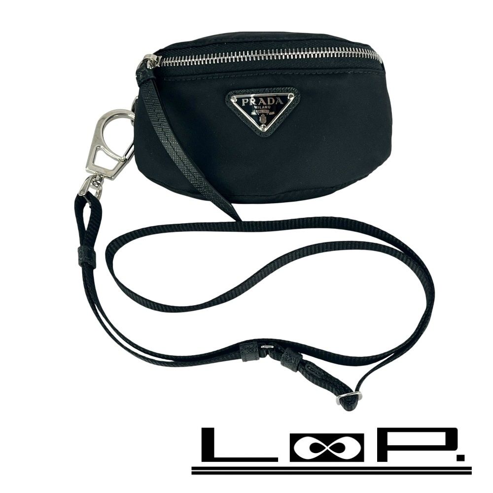 新同 プラダ Re-Nylon ストラップ付 ミニ ポーチ 小物入れ 2WAY ナイロン ブラック 2TT116 箱 451942 8