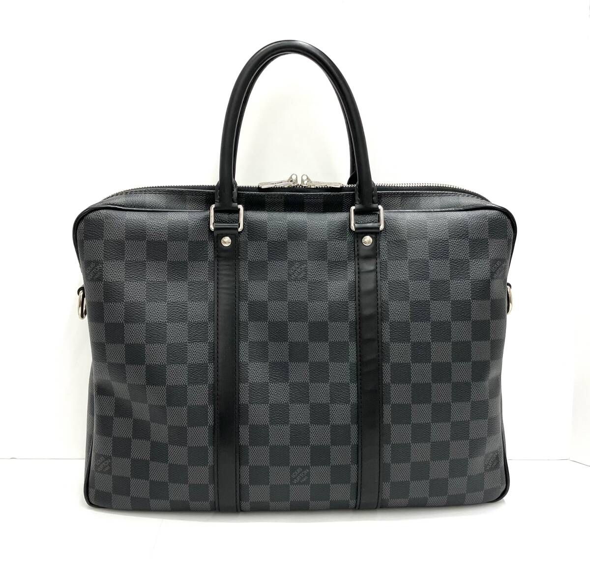 鑑定書付き LOUIS VUITTON ルイ ヴィトン ダミエ グラフィット PDV バンドリエール PM ブリーフケース ビジネスバッグGI3196 N41478