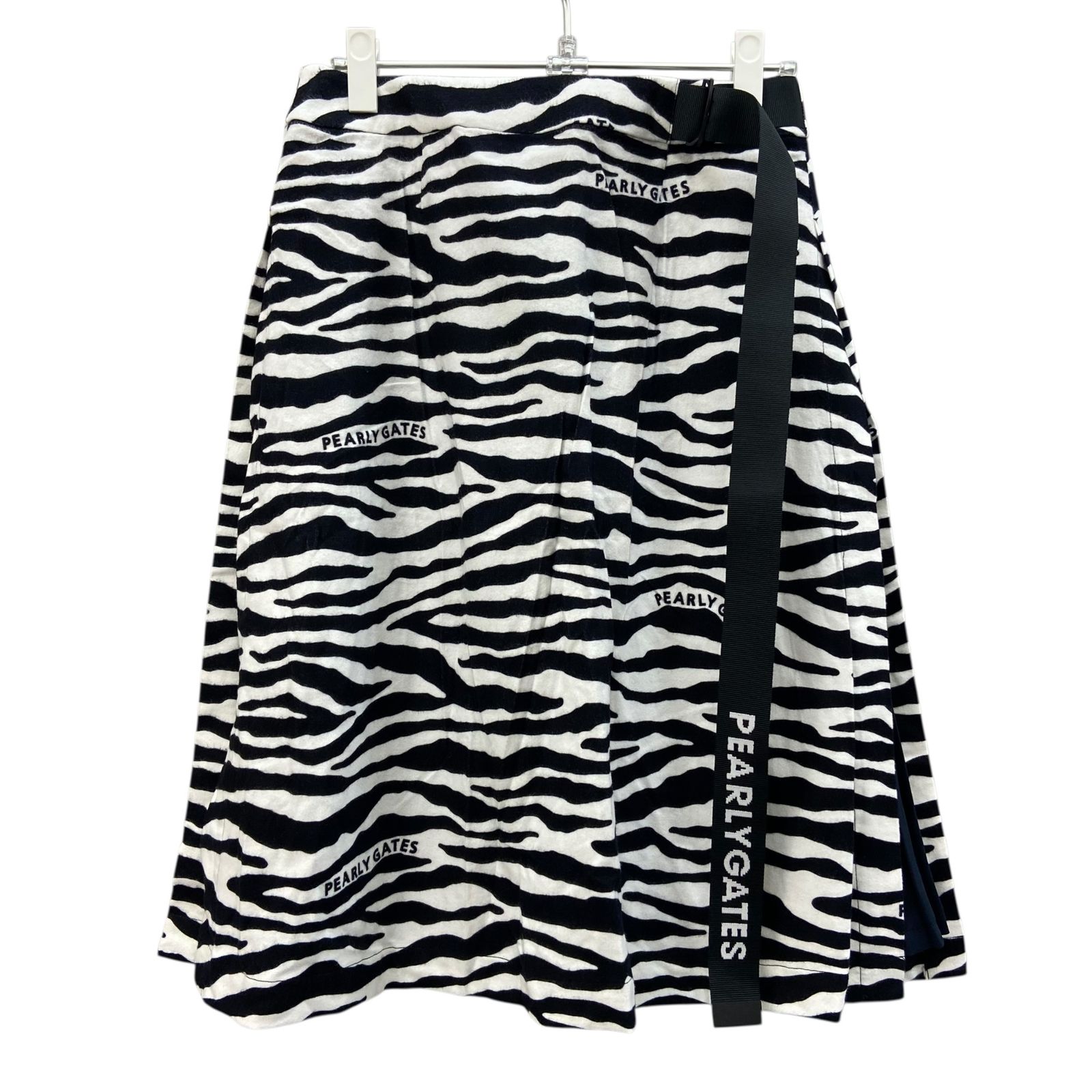 パーリーゲイツ レディース スカート ゼブラ柄 1 ブラック ホワイト 女性用ゴルフアパレル PEARLY GATES