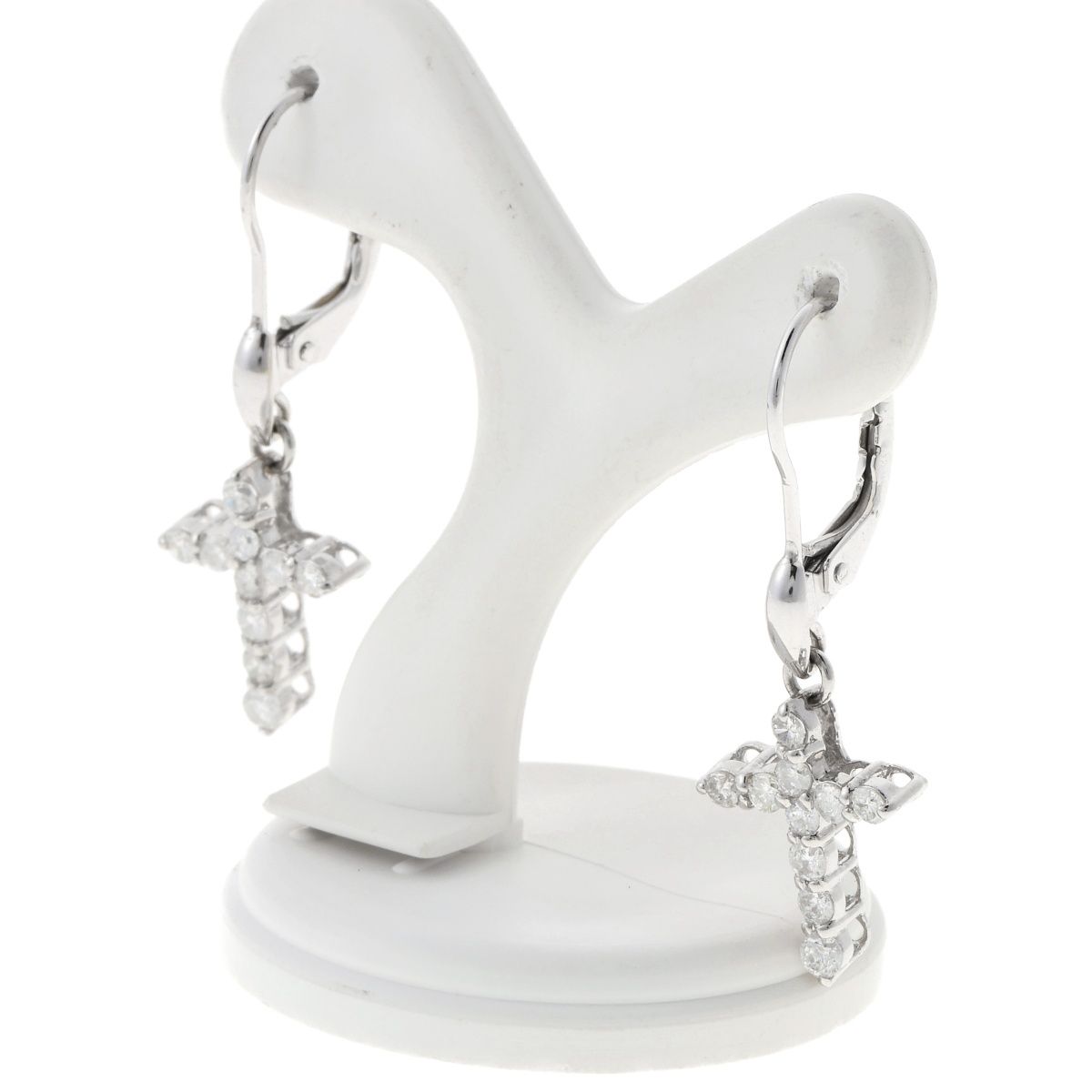 K14WG ピアス ダイヤモンド0.25ct. 0.25ct. クロスモチーフ A-158846