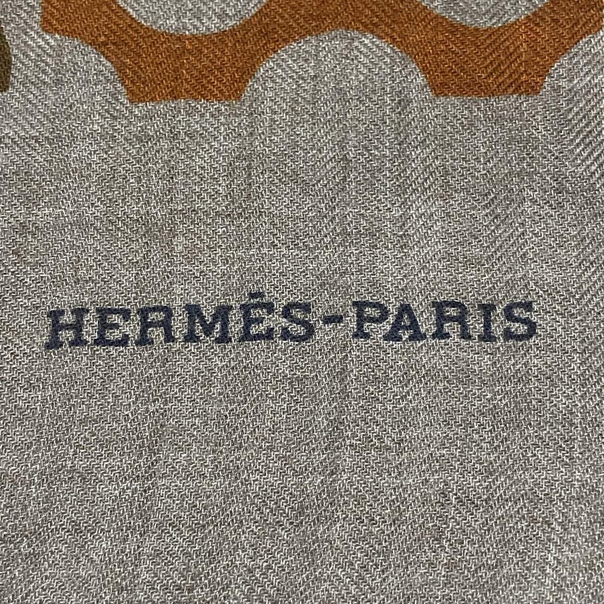 HERMES エルメス ストール ショール ショールカレ140 カレジェアン ベージュ×オレンジ×マルチ カシミヤ シルク