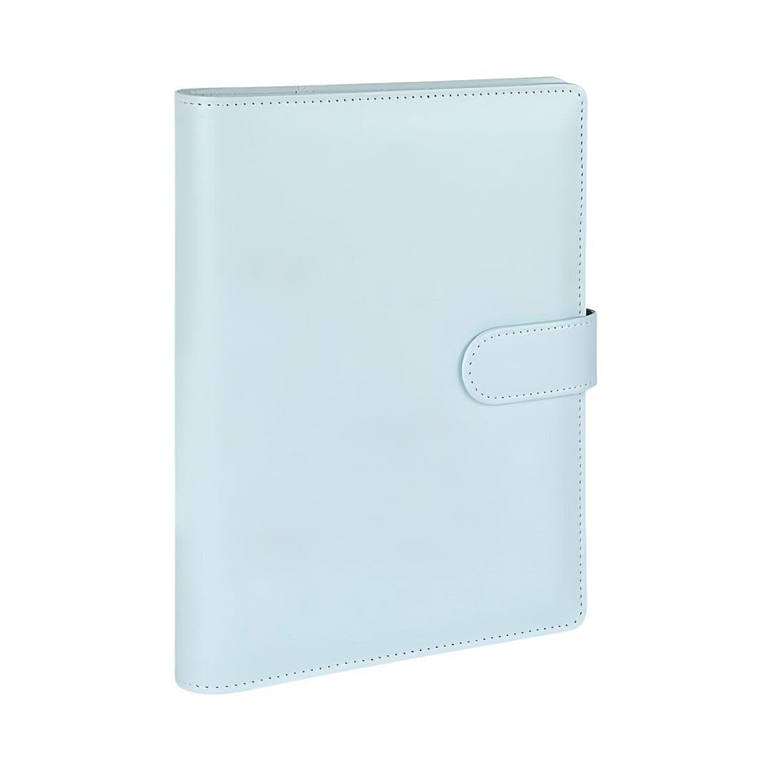 Vegaplace A 5 マカロンバインダー 6穴 PUレザー ノートブックバインダー 耐久性 防水性 ビジネス 日常使い 仕事 勉強 プライベート ライトブルー