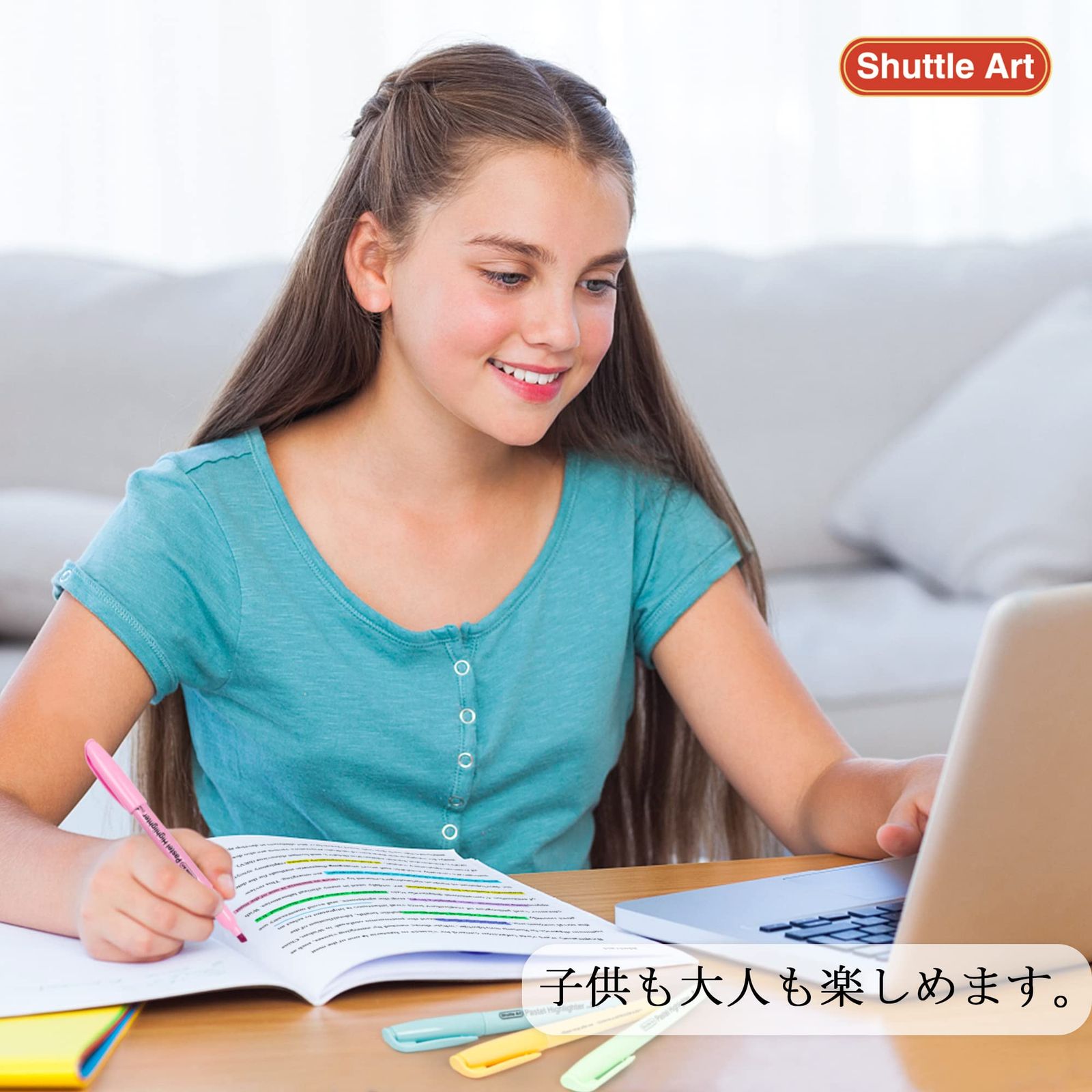 Shuttle Art 蛍光ペン ソフト セット 水性マーカーペン 薄い パステル色 チゼルチップ 速乾 裏移りにくい アンダーライン マーキング 色塗り ハイライト 手帳デコ イラスト ノート 女の子 勉強 仕事 趣味 学校 オフィス