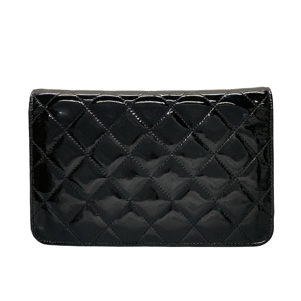 CHANEL シャネル 財布 マトラッセ ブリリアント A48692 黒 チェーンウォレット シルバー金具 レザー