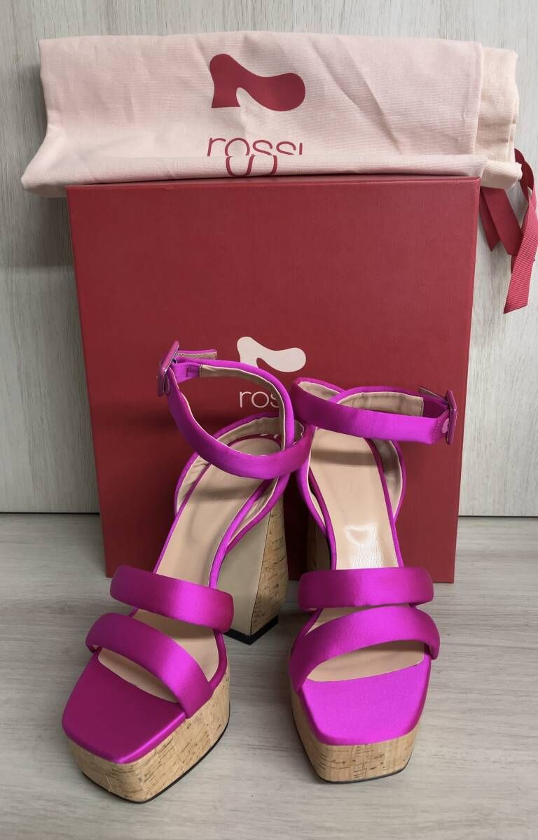 SI ROSSI シーロッシ Antonia サテンサンダル ピンク 13cmヒール オープントゥサンダル 表記サイズ 37 約23.5~24.0cm 箱 保存袋あり