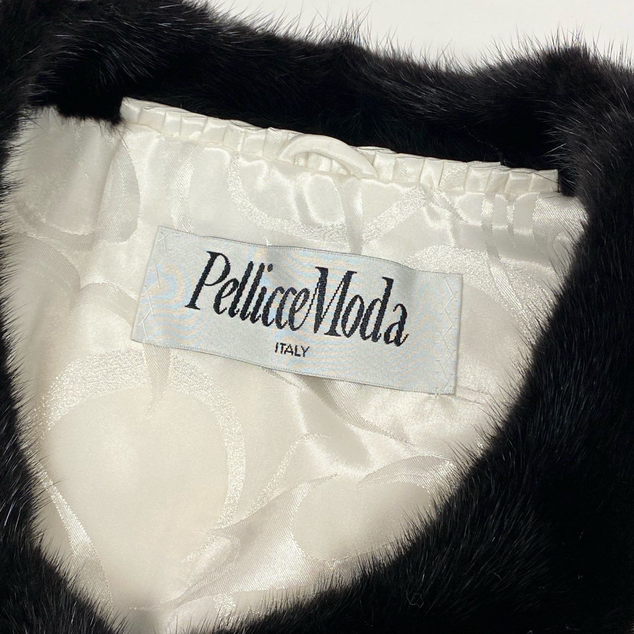 85k4 Pellicce Moda ペリーチェモーダ パールミンク 染めデザイン ファーベスト ホワイト 最 本毛皮 Aライン MINK FURt18r GULLKHAN_COM