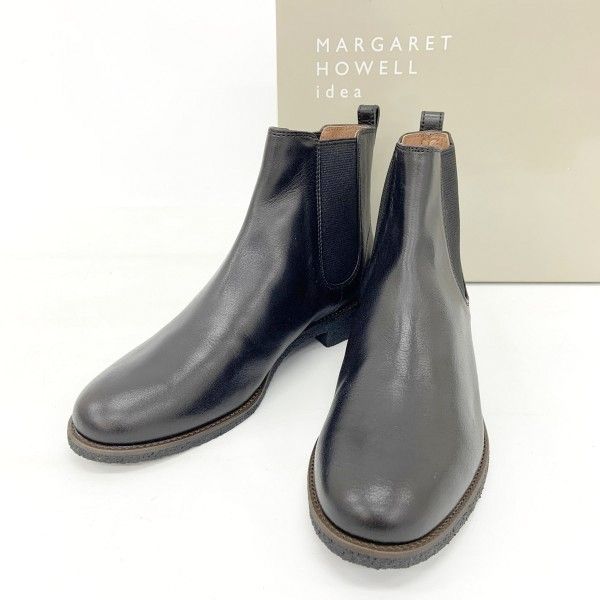 MARGARET HOWELL idea マーガレットハウエル アイデア サイドゴア ショートブーツ 2324 レディース 24cm ブラック 靴 IF17219