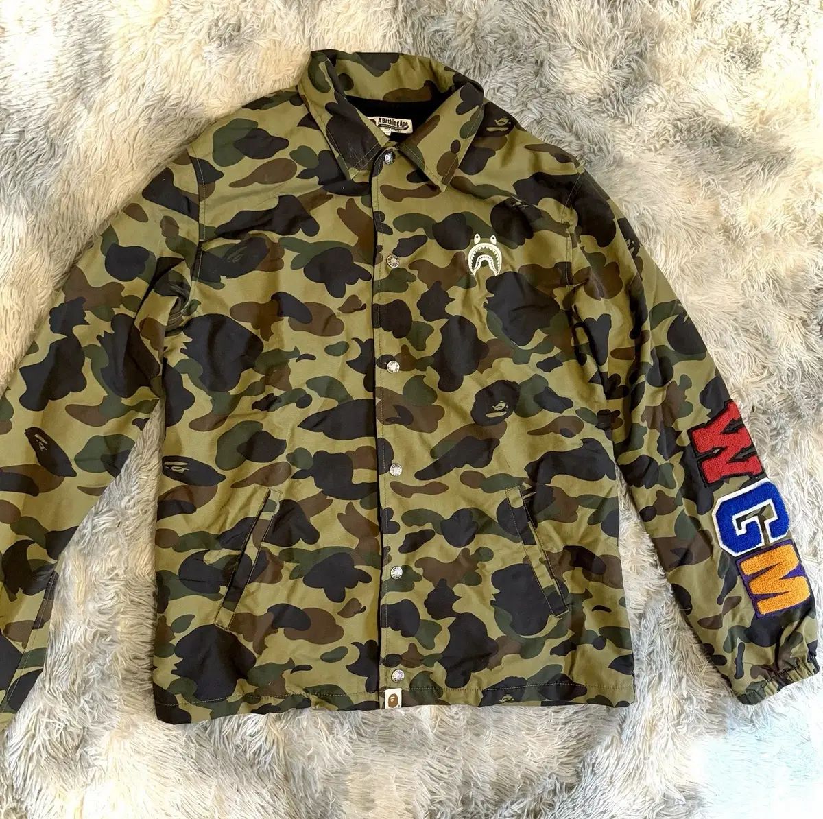 A BATHING APE アベイシングエイプ 1st カモフラ シャーク コーチ ジャケット
