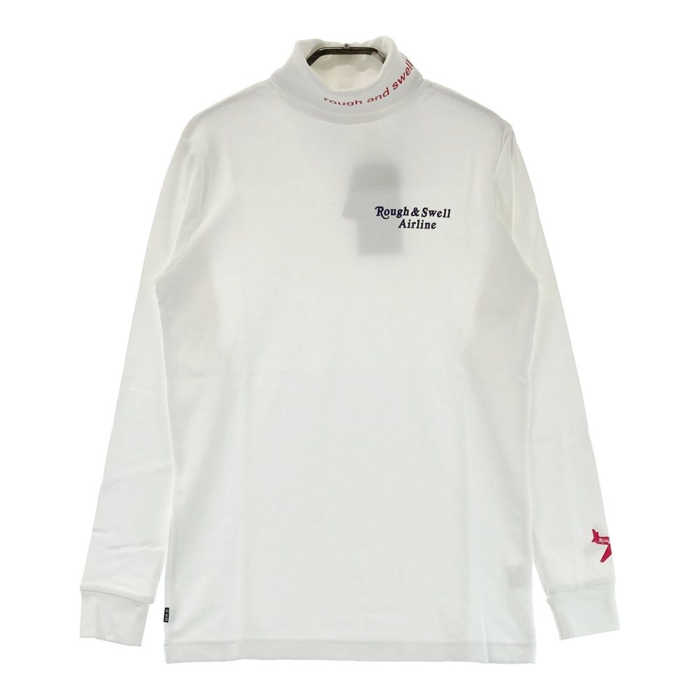 サイズ S ROUGH-SWELL ラフアンドスウェル タートルネック 長袖Tシャツ ロゴプリント ホワイト系 240101549132 ゴルフウェア メンズ ストスト