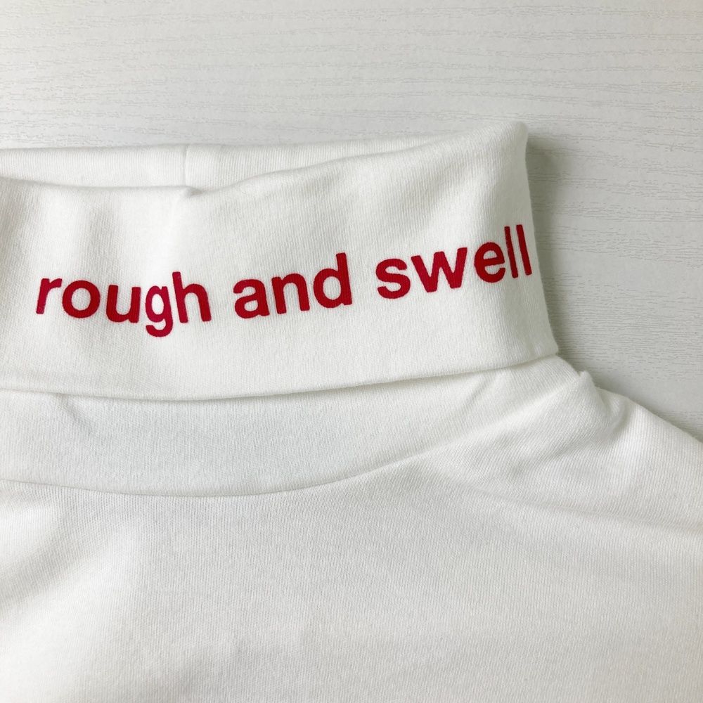 サイズ S ROUGH-SWELL ラフアンドスウェル タートルネック 長袖Tシャツ ロゴプリント ホワイト系 240101549132 ゴルフウェア メンズ ストスト LLC-HASEGAWATOSO_COM
