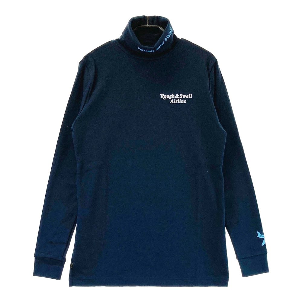 サイズ S ROUGH-SWELL ラフアンドスウェル タートルネック 長袖Tシャツ ロゴプリント ネイビー系 240101549135 ゴルフウェア メンズ ストスト