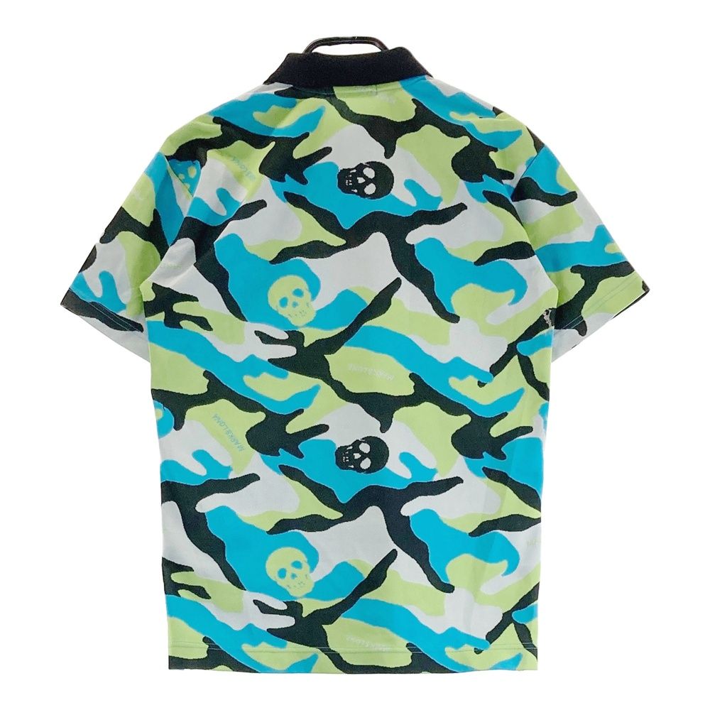 サイズ 44 MARK-LONA マークアンドロナ 半袖ポロシャツ 迷彩 カモフラ 総柄 ブルー系 240101549155 ゴルフウェア メンズ ストスト