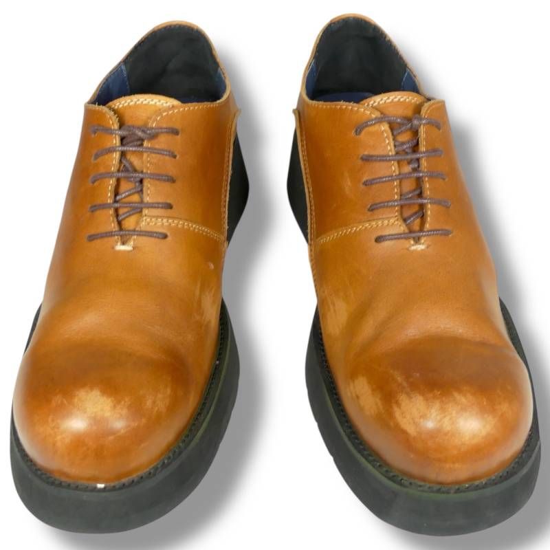 whoop -de-doo フープディドゥ シューズ 26 厚底 レザー 本革 茶 キャメル メンズ レースアップシューズサイズ26 cm一覧 SEULB屋着古 HN 2296
