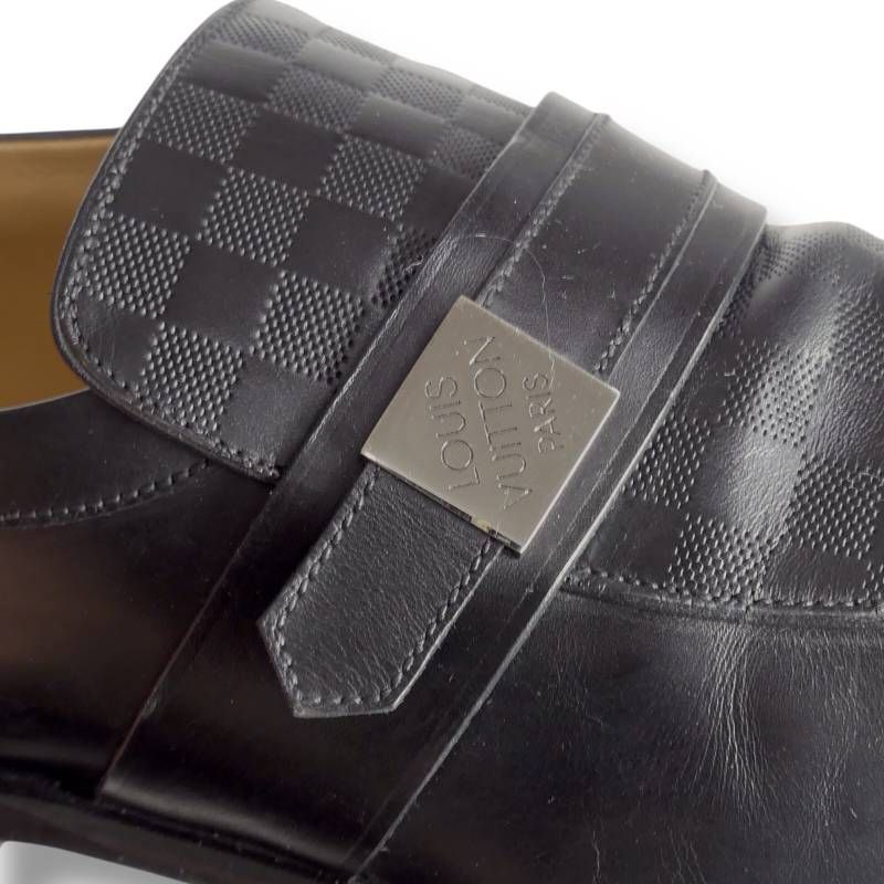  LOUIS VUITTON ルイヴィトン ダミエ柄 ローファー 27 イタリア製 8 5 本革 黒 ブラック ビジネスシューズ レザー メンズ ローファーサイズ27 cm一覧 SEULB屋着古 HS 363 ローファー ブーツ 革靴