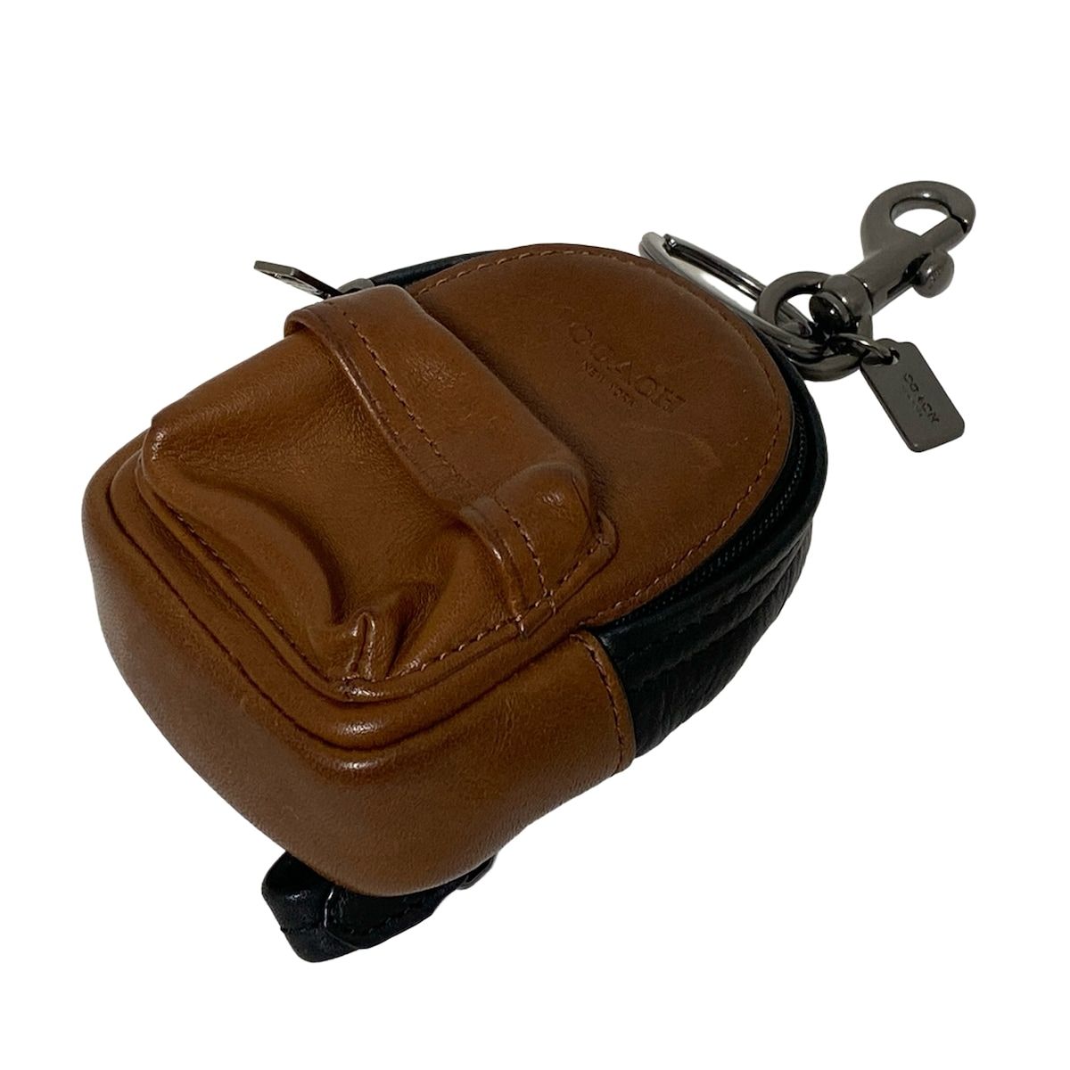 COACH コーチ キーホルダー チャーム - ダークブラウン×黒×シルバー レザー