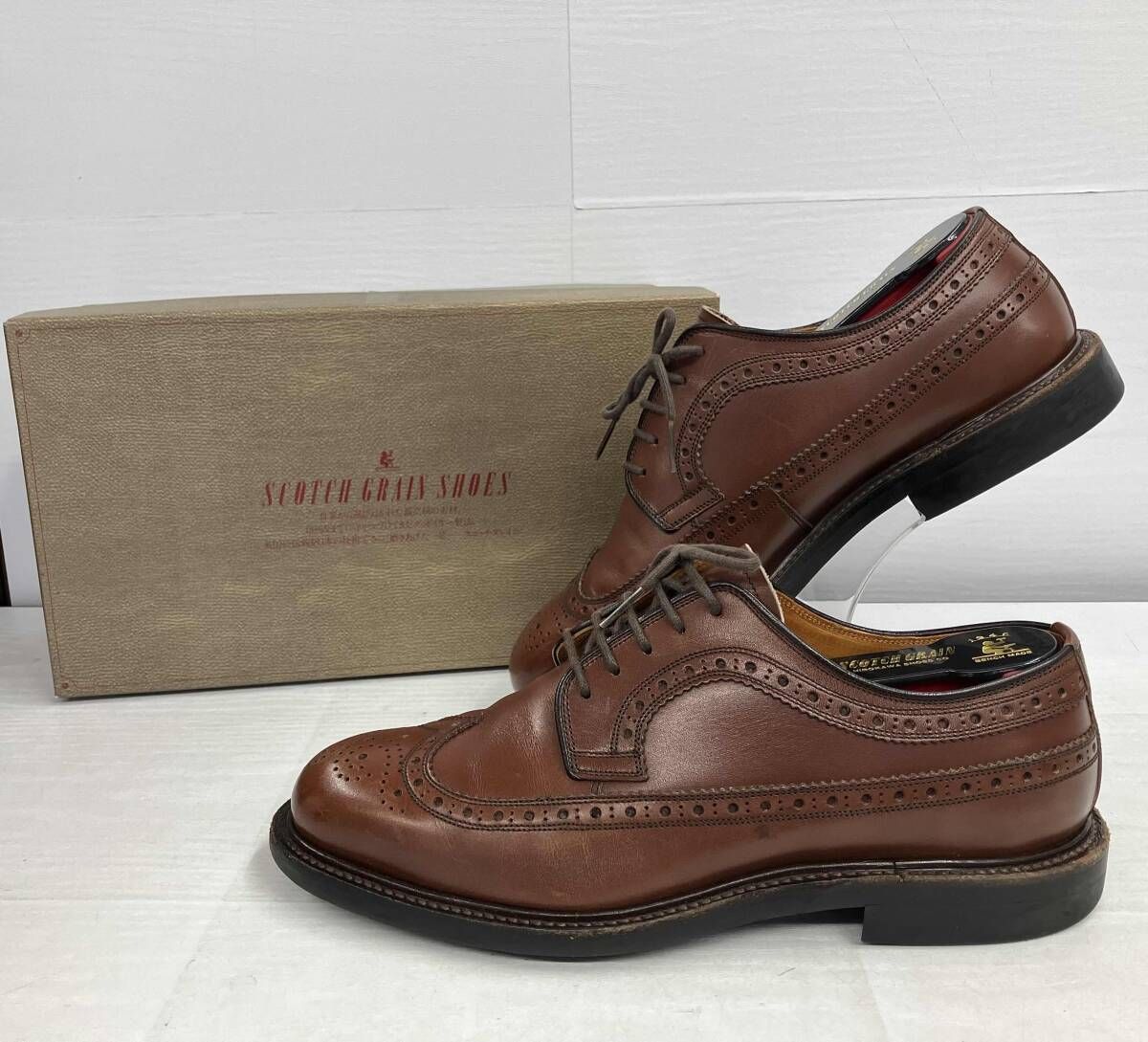 箱 シューズキーパー付 Scotch Grain スコッチグレイン ウィングチップ シューズ ブラウン 2215 24.0cm ユニセックス