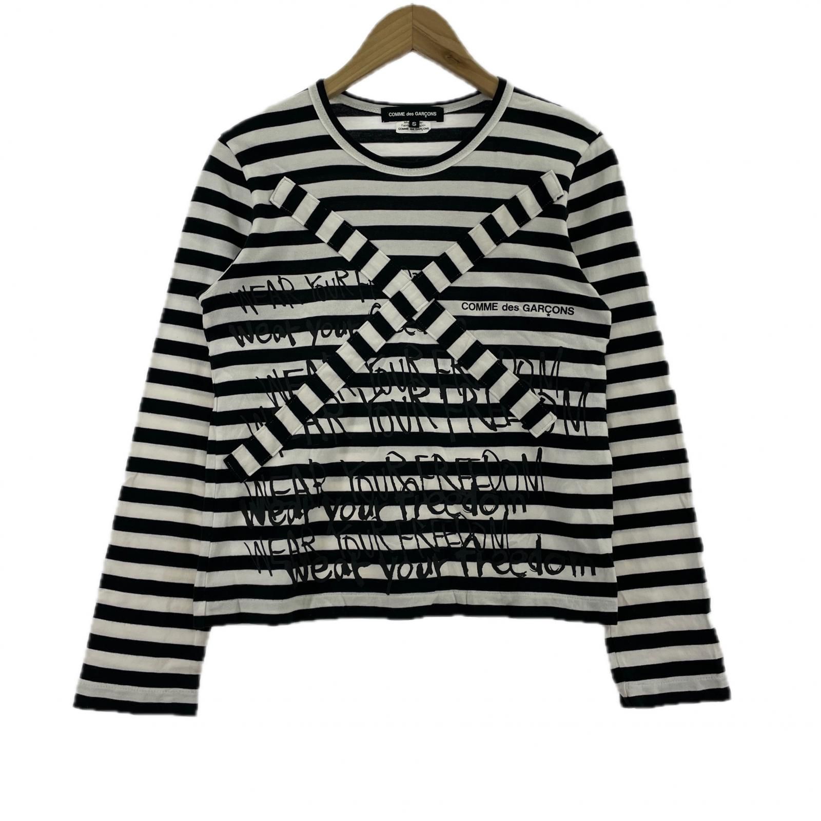 COMME des GARCONS クロス ボーダーLSTEE S ホワイト×ブラック