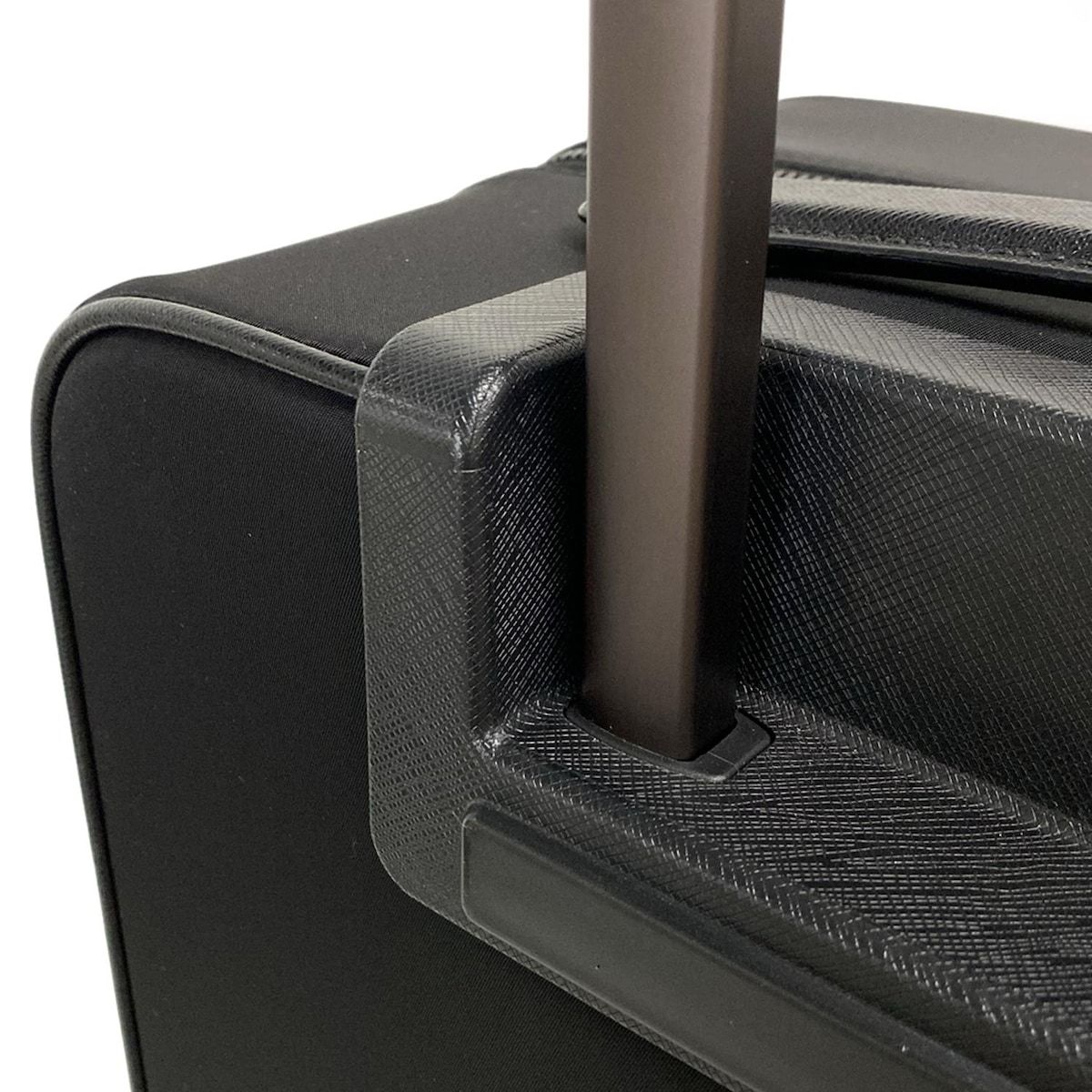 PRADA プラダ キャリーバッグ Re-Nylon xサフィアーノレザー トロリー 2VQ005 黒 TSAなし 本体ロックナンバー 000 Re-Nylon レザー KARIMZIABAT_FR